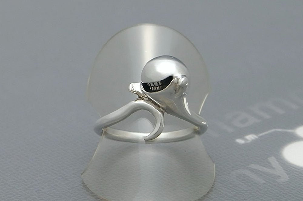 obake smile ring_ 1 (s_m-R.31) / ghost sterling silver jewelry unique Halloween statement ring