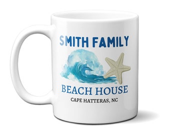 Tazza personalizzata per la casa sulla spiaggia / Tazza personalizzata per la casa sulla spiaggia / Tazza da spiaggia personalizzata / Vacanza personalizzata / Caffè sulla spiaggia / Tazza da 11 once o 15 once