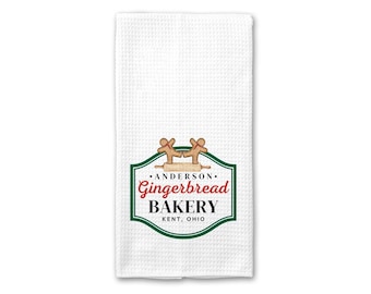 Christmas Tea Towel Gingerbread | Family Gingerbread Towel | Christmas Gingerbread Kitchen Towel | Tea Kitchen Towel Gingerbread Cookies