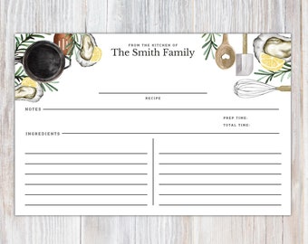 Printed Personalized Set of Recipe Cards, Kitchen Personalized Gifts, Set of 16, Personalized Recipe Cards, Recipe Box Wedding 5x7