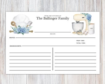 Printed Personalized Set of Recipe Cards, Kitchen Personalized Gifts, Set of 16, Personalized Recipe Cards, Recipe Box Wedding 5x7