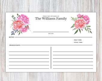 Printed Personalized Set of Recipe Cards, Kitchen Personalized Gifts, Set of 16, Personalized Recipe Cards, Recipe Box Wedding 5x7