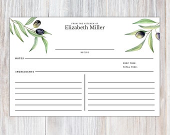Printed Personalized Set of Recipe Cards, Kitchen Personalized Gifts, Set of 16, Personalized Recipe Cards, Recipe Box Wedding 5x7