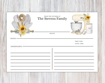 Printed Personalized Set of Recipe Cards, Kitchen Personalized Gifts, Set of 16, Personalized Recipe Cards, Recipe Box Wedding 5x7