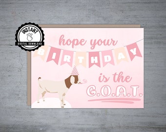 Espero que tu cumpleaños sea la tarjeta de cumpleaños GOAT / Goat / Tarjeta de cumpleaños de cabra imprimible / Descarga digital instantánea plegable 5X7