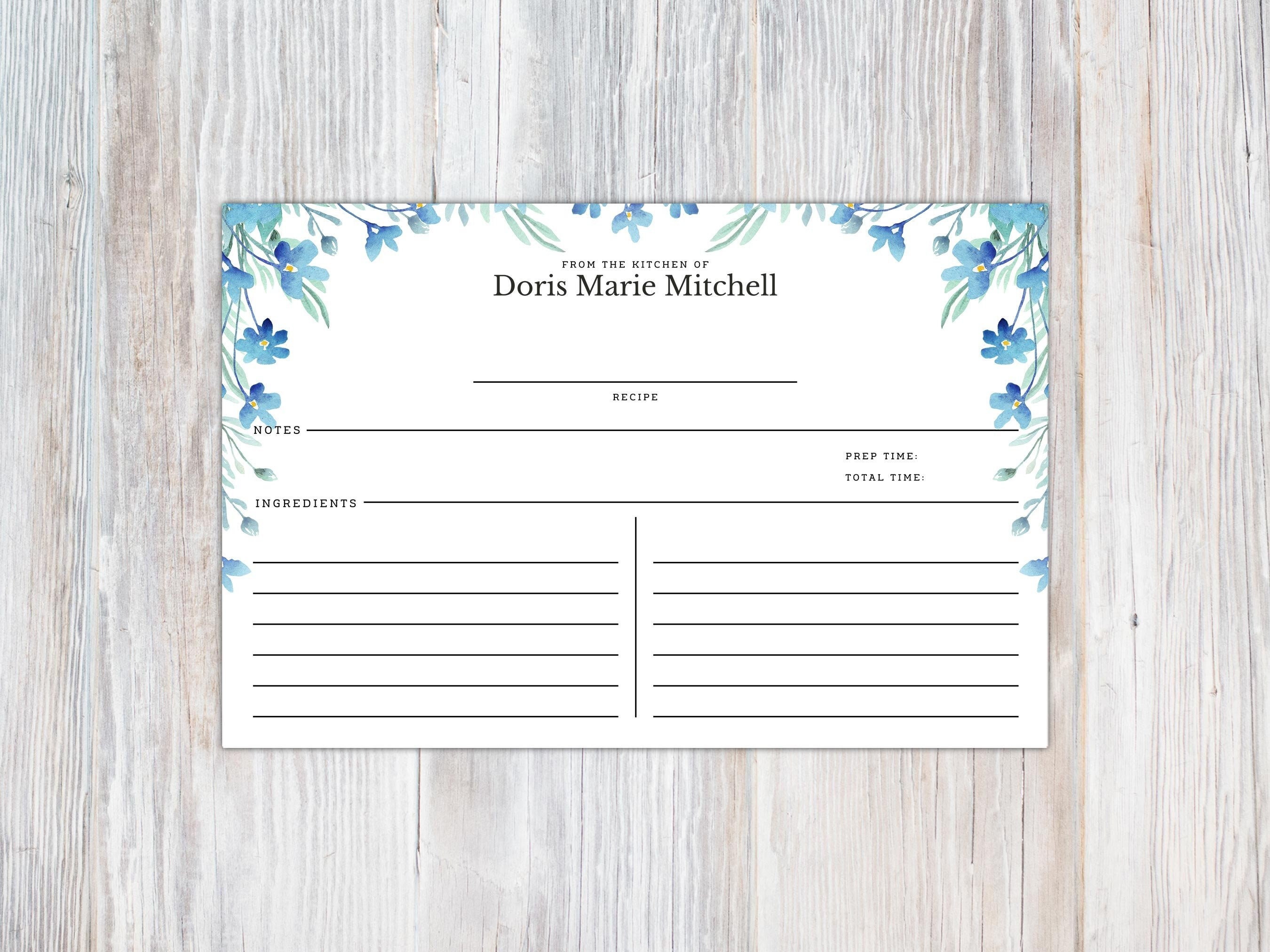 Printed Personalized Set of Recipe Cards, Kitchen Personalized Gifts ...