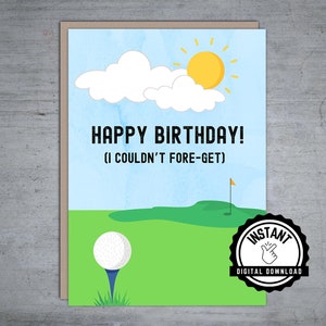 No podía olvidar / Tarjeta de golf de feliz cumpleaños / Tarjeta de día de cumpleaños de golf divertido / Descarga digital instantánea plegable 5X7