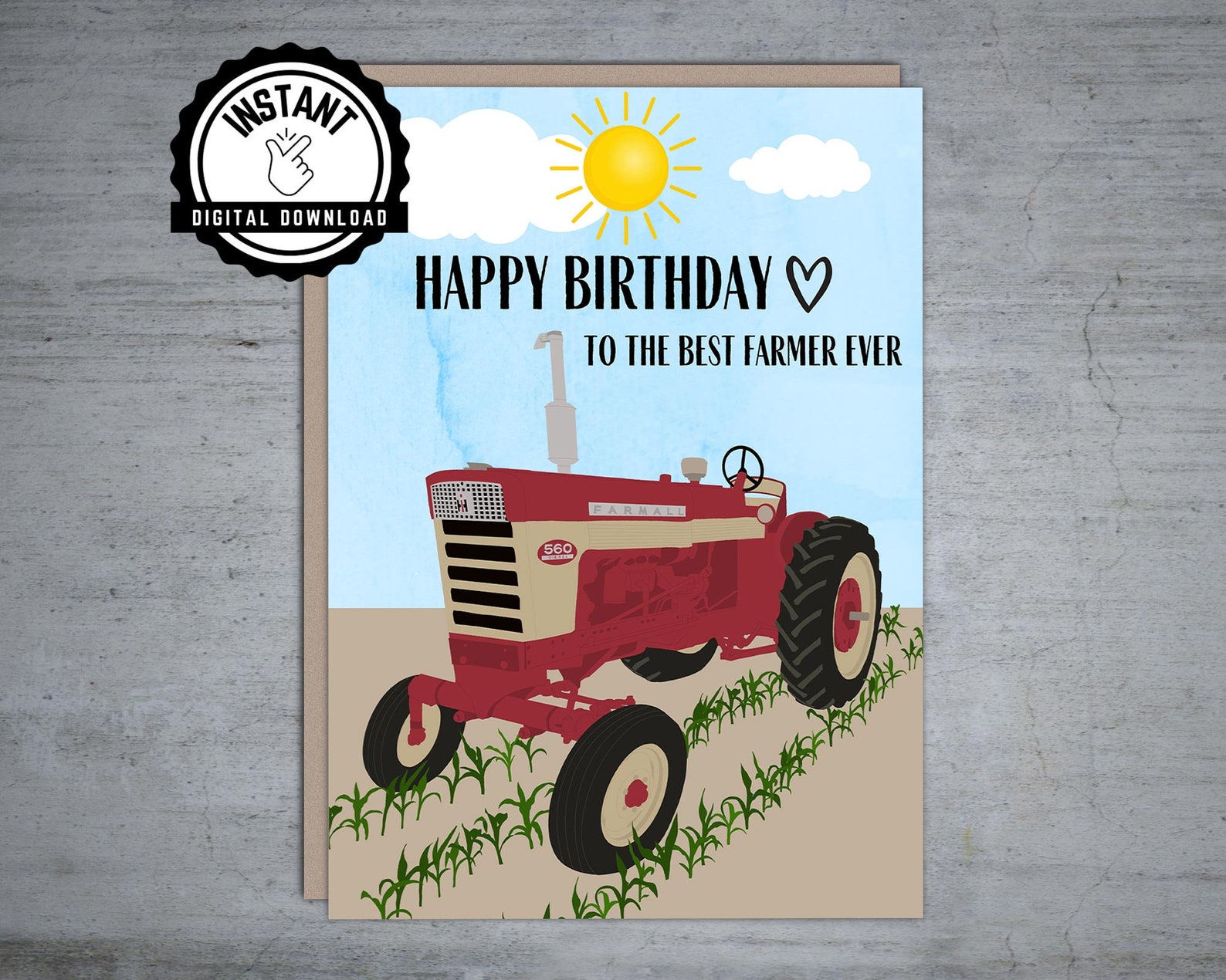 Best Farmer Ever Happy Birthday Tractor Birthday Card Etsy