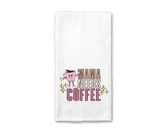 Mama Braucht Kaffee Geschirrtuch | Retro Kaffee Waffel Geschirrtuch | Geschirrtuch | Kaffeesüchtig Geschirrtuch | Pop Kultur Handtuch