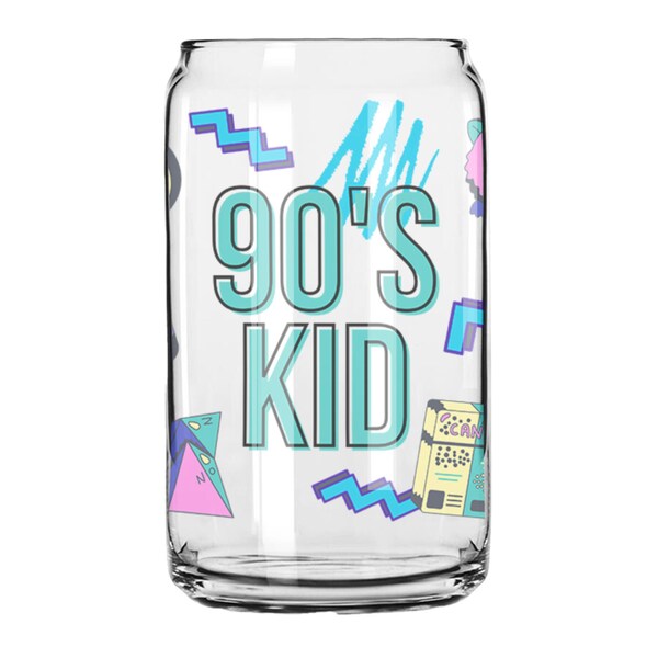 90er Jahre Tumbler Wrap Glasdose | Nostalgische Kaffeeglas Dose | 90er Jahre Kindergeschenk | Lustiger Eiskaffee | Trendige Eiskaffeetasse | Retro 90er Jahre lustiges Geschenk
