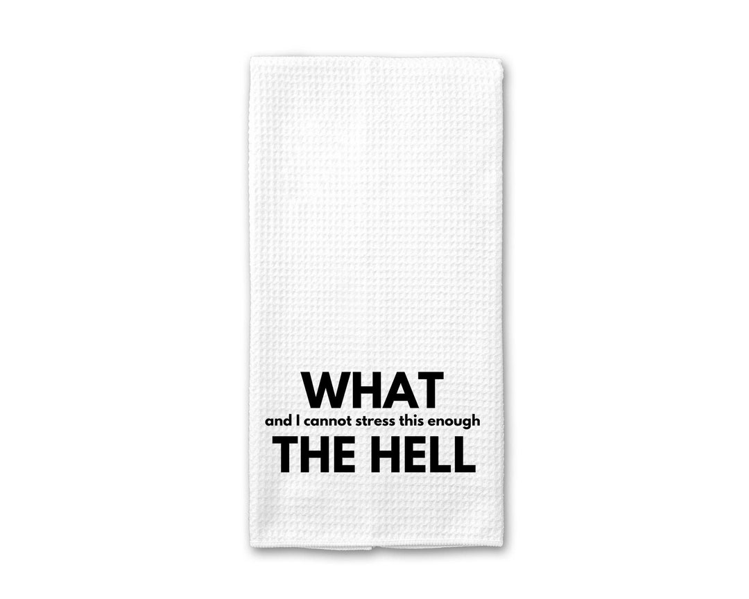 WTF Kitchen Towel Funny Waffle Tea Towel WTF Funny Kitchen Towel Funny