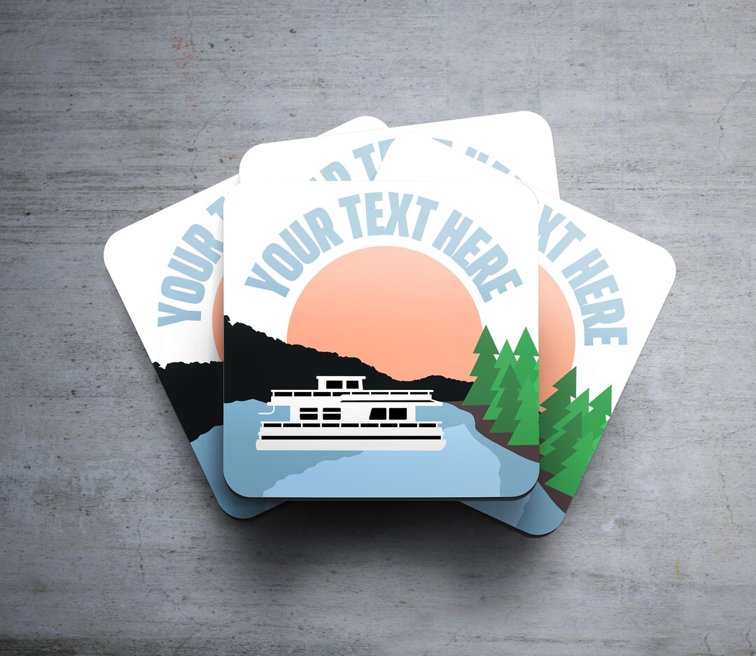 Personalized Houseboat Coasters Custom Houseboat Coasters Etsy