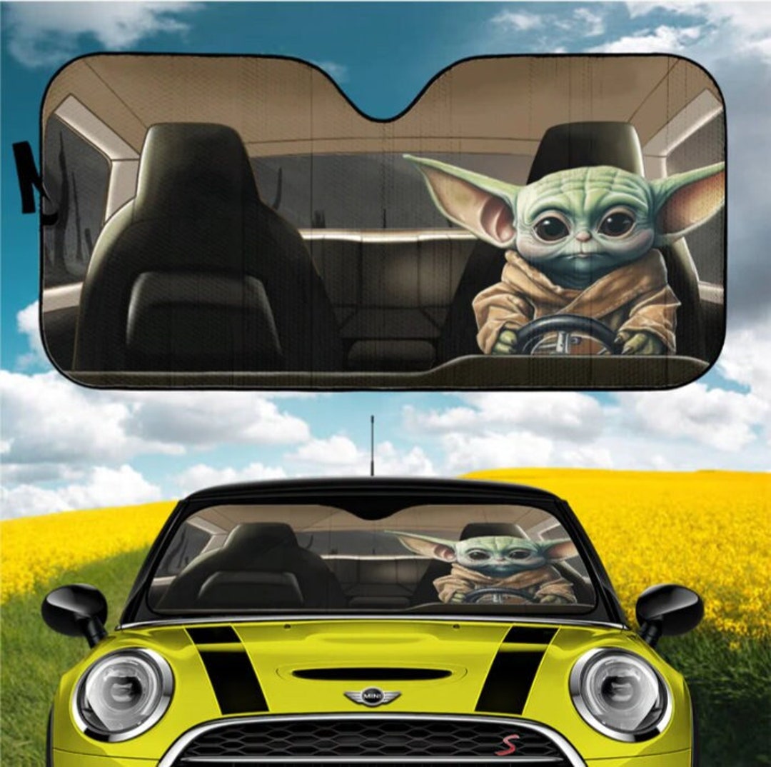 Cute Baby Yoda Driving Car Auto Sunshades Baby Yoda Car Etsy