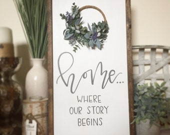 Home...Where Our Story Begins with Hoop Wreath