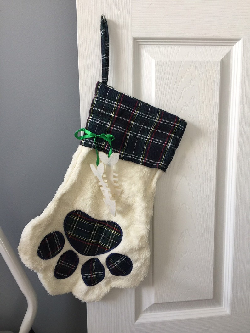 Blank paw print Plaid Christmas Stocking dog stocking cat Etsy