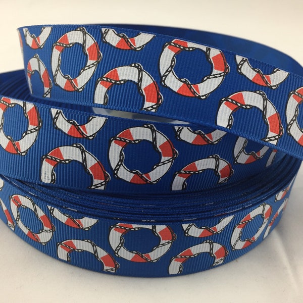 Life preserver ribbons,Boat ribbons, Anchor Grosgrain Ribbons, Anchor ribbons,Nautical ribbons,boating ribbon, ocean ribbons, summer ribbons