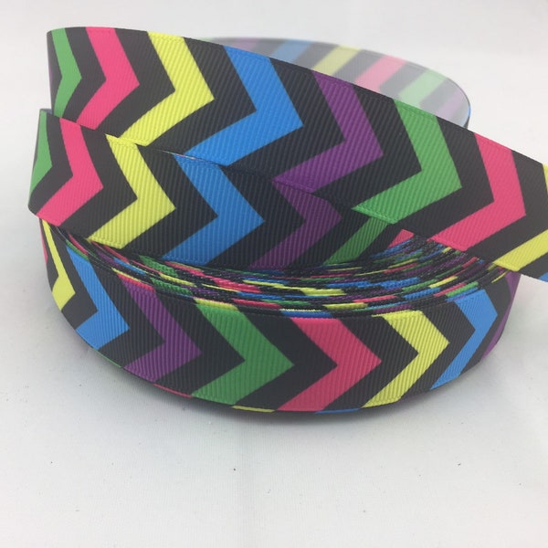 Bright rainbow chevron ribbons, colourful directional arrows grosgrain ribbons 1” grosgrain ribbons