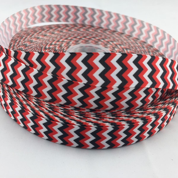 red and black chevron ribbons, red chevron ribbons and black chevron Ribbons,chevron ribbons. Available in 7/8" grosgrain ribbons