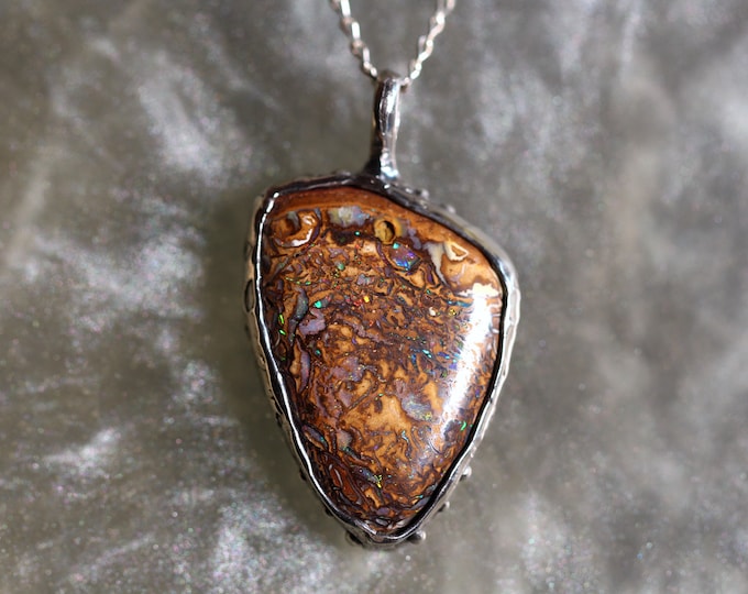 Boulder Opal and Sterling Silver Pendant