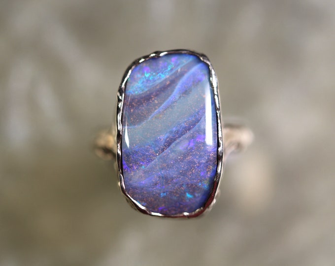 Boulder Opal and Sterling Silver Ring