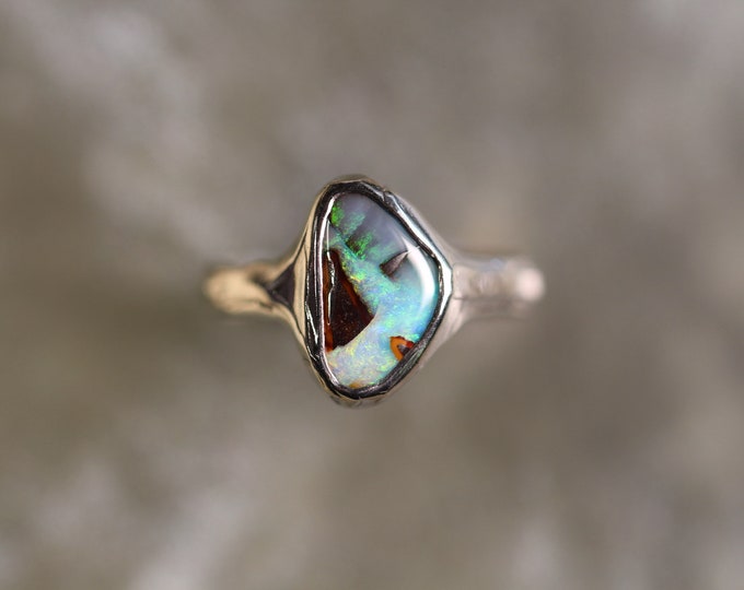 Boulder Opal and Sterling Silver Ring