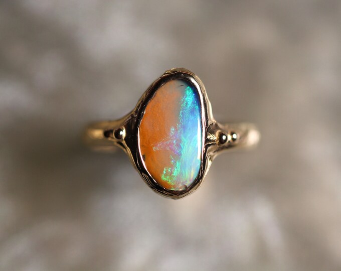 Boulder Opal and Solid 9ct Yellow Gold Ring