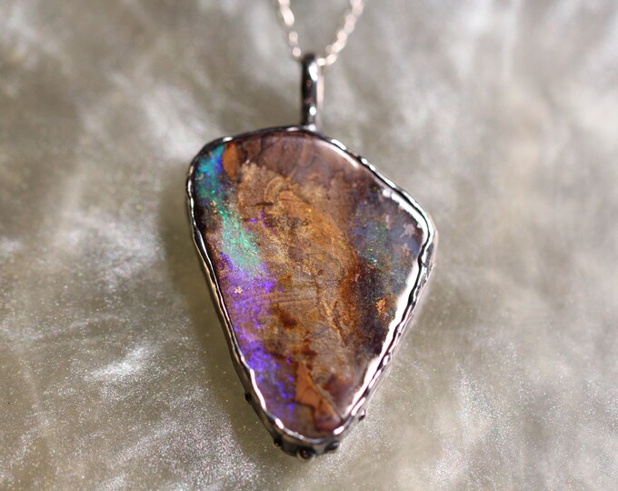 Boulder Opal and Sterling Silver Pendant