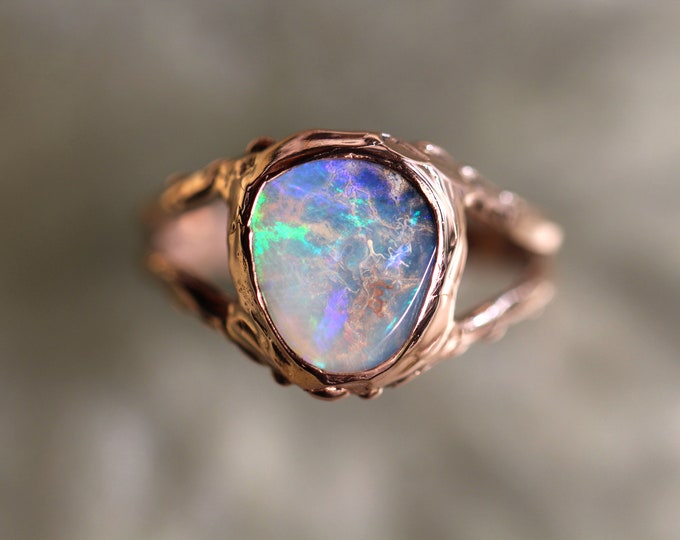 Boulder Opal and Solid 9ct Rose Gold Ring