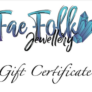 Certificado de regalo para Fae Folk Jewellery