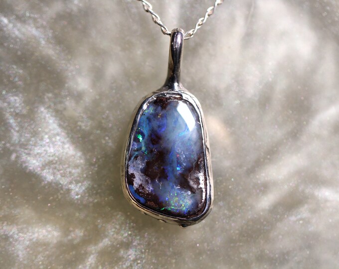 Boulder Opal and Sterling Silver Pendant