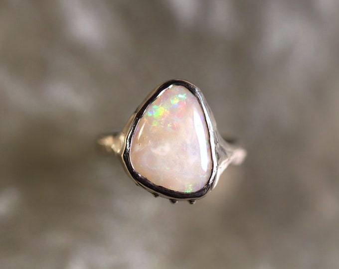 Coober Pedy Opal and Sterling Silver Ring