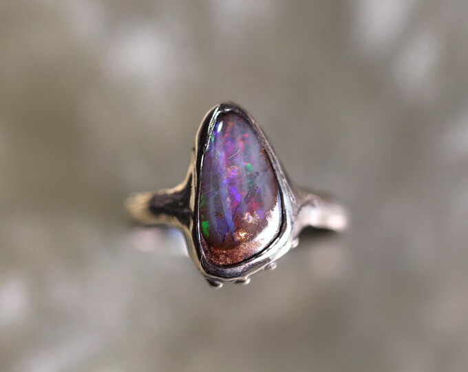 Boulder Opal and Sterling Silver Ring