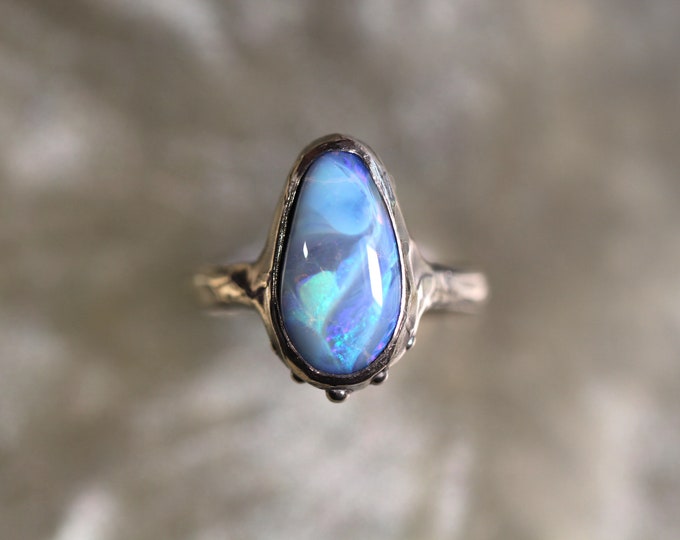 Boulder Opal and Sterling Silver Ring