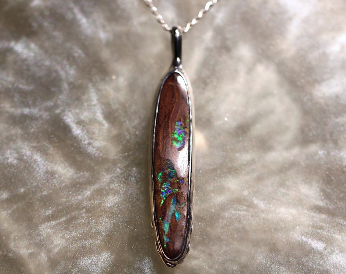 Boulder Opal and Sterling Silver Pendant