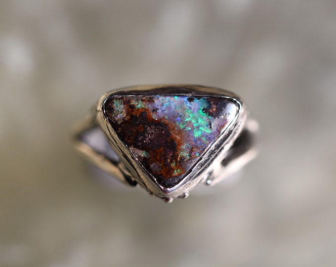 Boulder Opal and Sterling Silver Ring