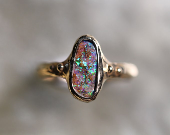 Boulder Opal and Solid 9ct Yellow Gold Ring