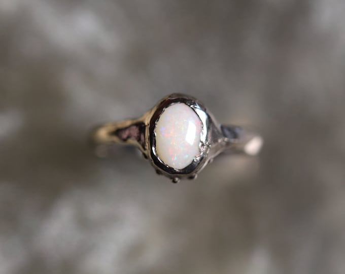 Coober Pedy Opal and Sterling Silver Ring