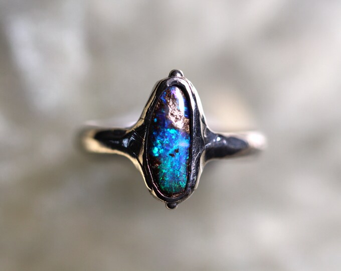 Boulder Opal and Sterling Silver Ring