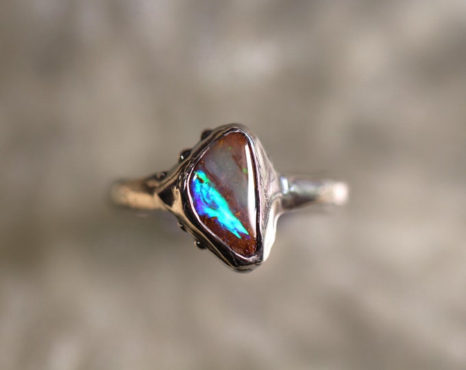 Boulder Opal and Sterling Silver Ring