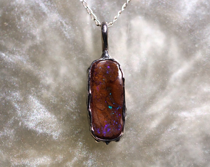 Boulder Opal and Sterling Silver Pendant