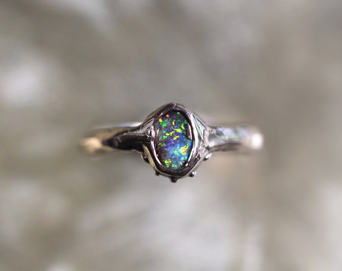 Boulder Opal and Sterling Silver Ring