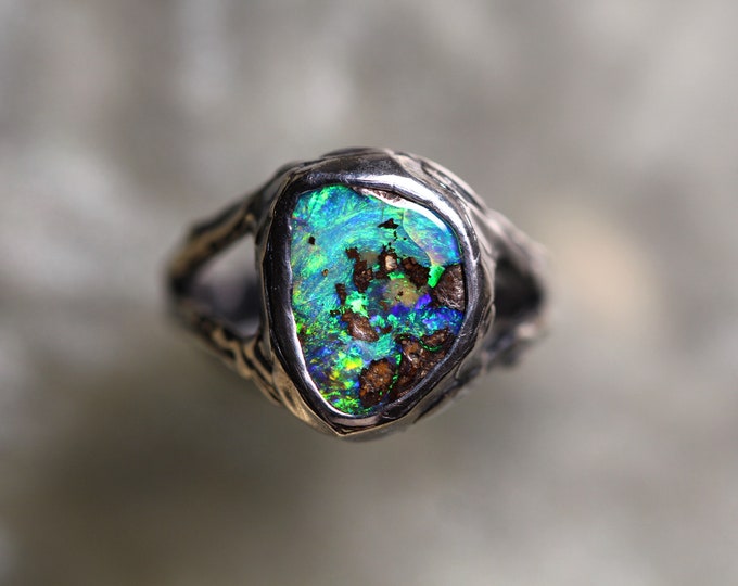 Boulder Opal and Sterling Silver Ring