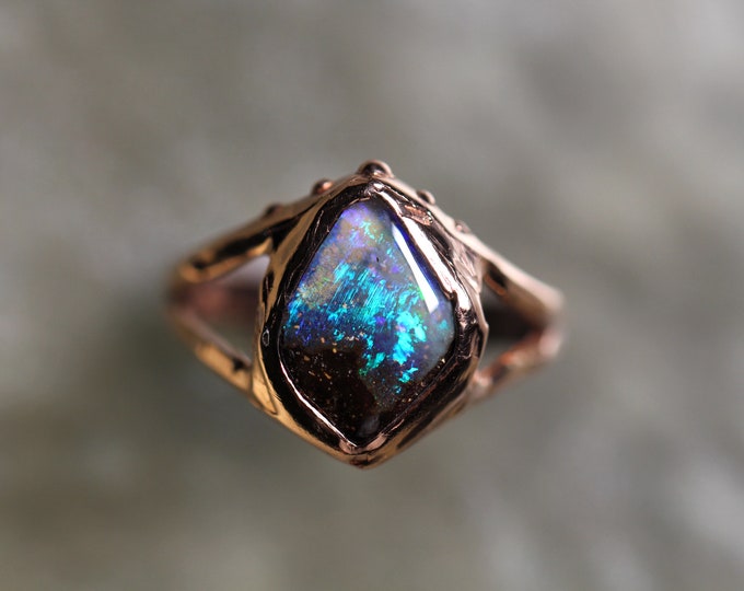 Boulder Opal and Solid 9ct Rose Gold Ring