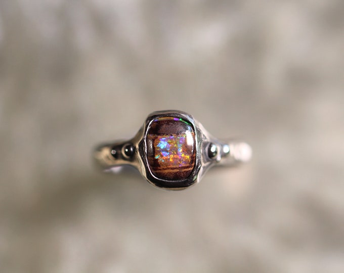 Boulder Opal and Sterling Silver Ring