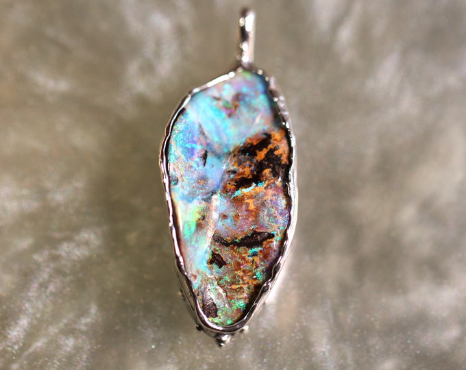 Boulder Opal and Sterling Silver Pendant