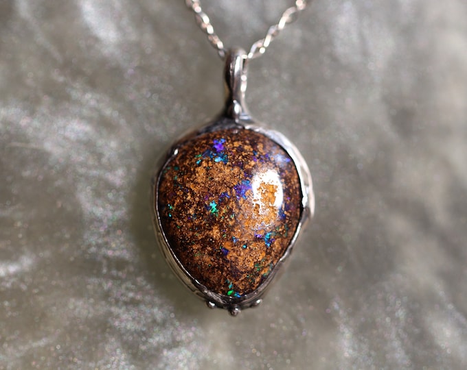 Boulder Opal and Sterling Silver Pendant