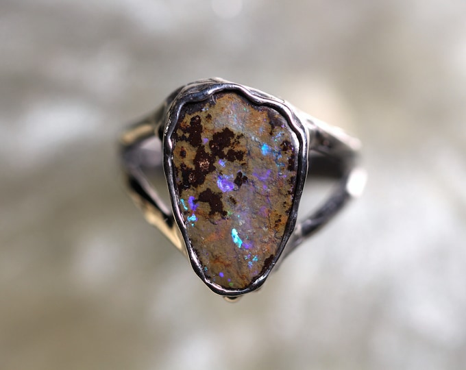 Boulder Opal and Sterling Silver Ring