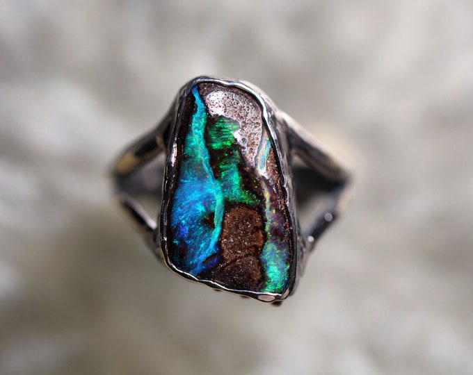 Boulder Opal and Sterling Silver Ring