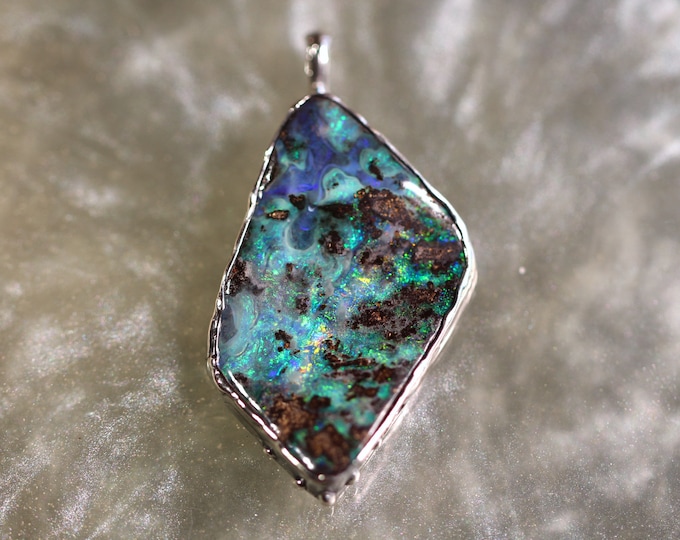 Boulder Opal and Sterling Silver Pendant