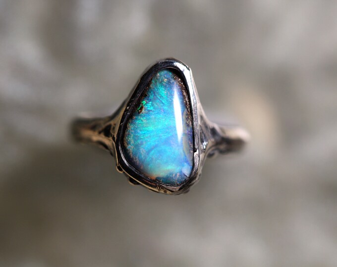 Boulder Opal and Sterling Silver Ring